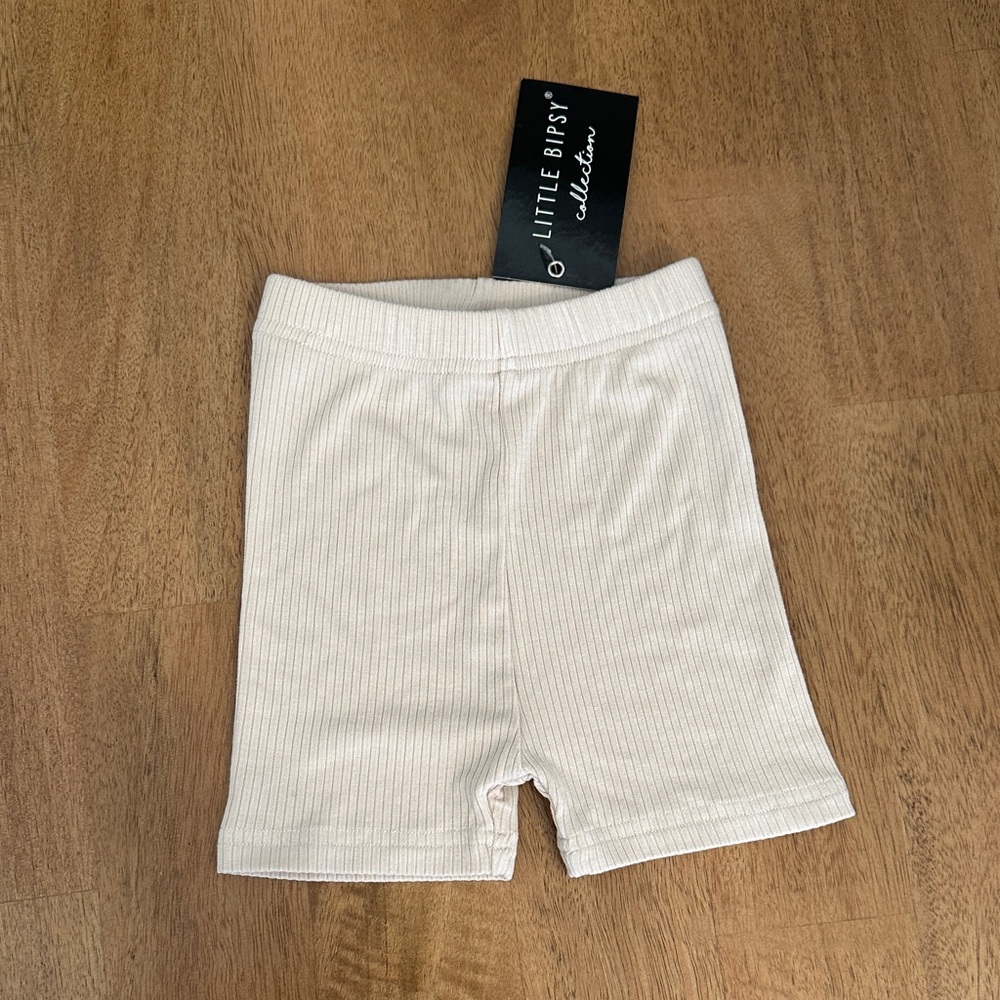 NWT Little Bipsy Cream Ribbed Biker Shorts 12-18mo